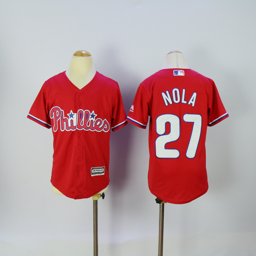 Youth Philadelphia Phillies #27 Nola Red MLB Jerseys